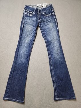 Ariat Women's R.E.A.L. Entwined Mid Rise Stretch Boot Cut Jeans 26L Tall